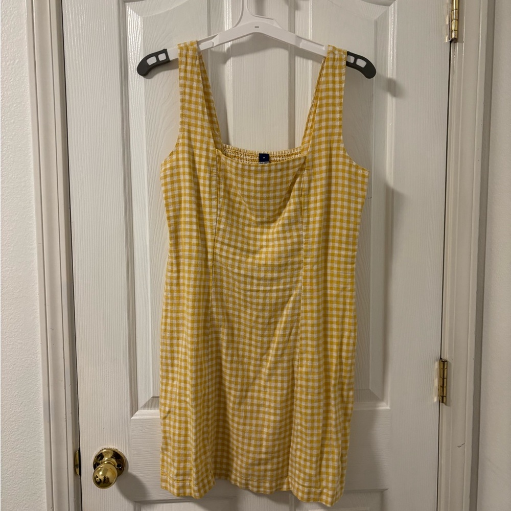 Yellow gingham mini dress